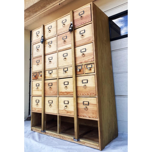 26-Drawer Card Catalog Cabinet in Wood, 1950s For Sale - Image 14 of 18