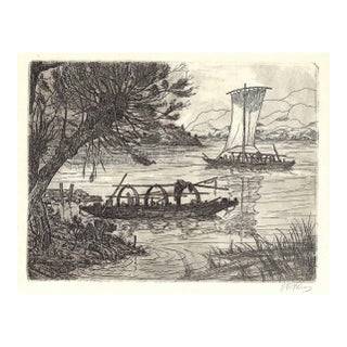 1950s Southeast Asia River Etching For Sale