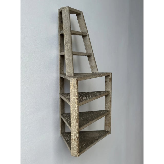 Vintage Folk Art Contracted Paint Finish Tiered Corner Shelf, Circa 1930s-40s For Sale - Image 11 of 13