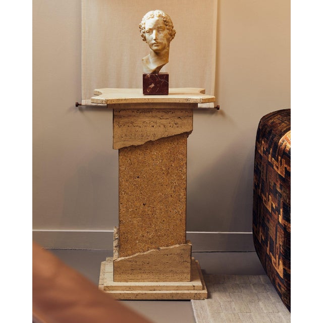 Italian Travertine Pedestal with Raw Edges, 1970s - 2 Available For Sale - Image 4 of 11