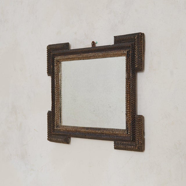 French Tramp Art Wall Mirror with Zigzag Frame, Late 19th-Century - For Sale - Image 11 of 11
