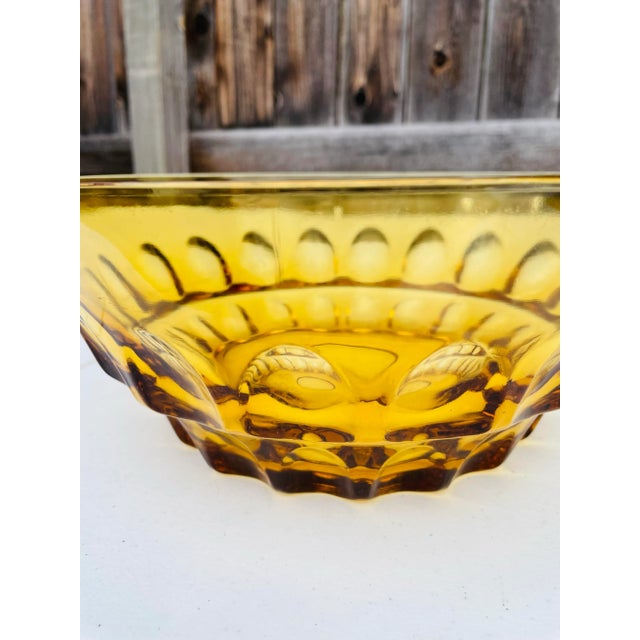 Vintage Mid Century Modern Amber Glass Serving Bowl For Sale - Image 6 of 7