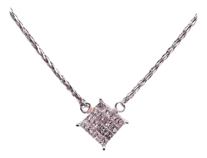 14 Karat White Gold Necklace With Diamond Pendant