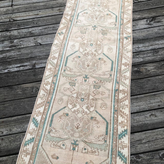 Ivory Antique Runner Rug | Art Deco Design | 3x10 For Sale - Image 8 of 8