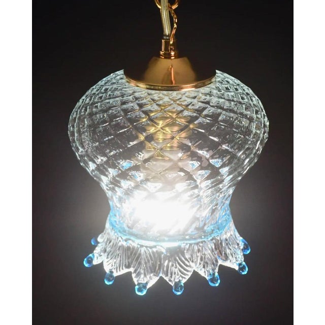 Glass 1980s Murano Glass Pendant Lights, Blue & Transparent - Set of 5 For Sale - Image 7 of 11
