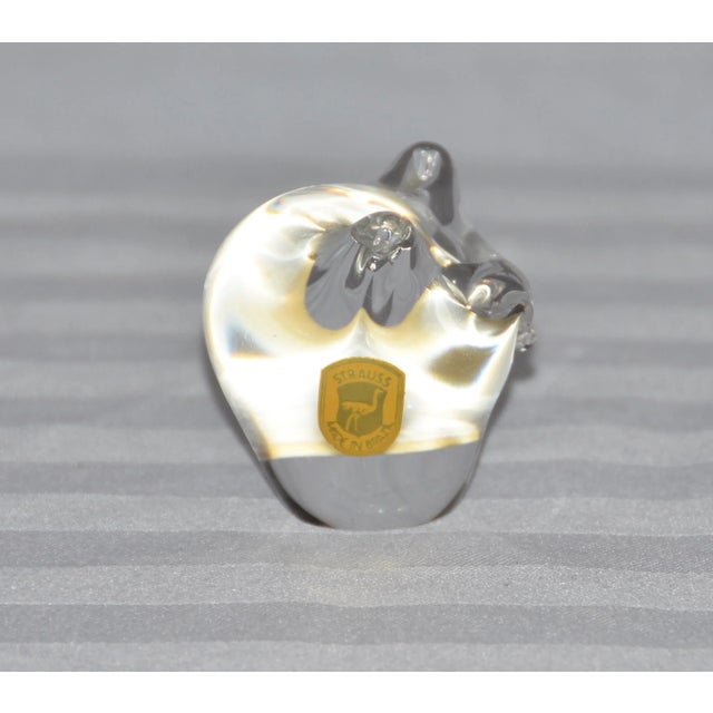 Strauss art glass clear crystal owl paperweight Flawless - Perfect Clarity