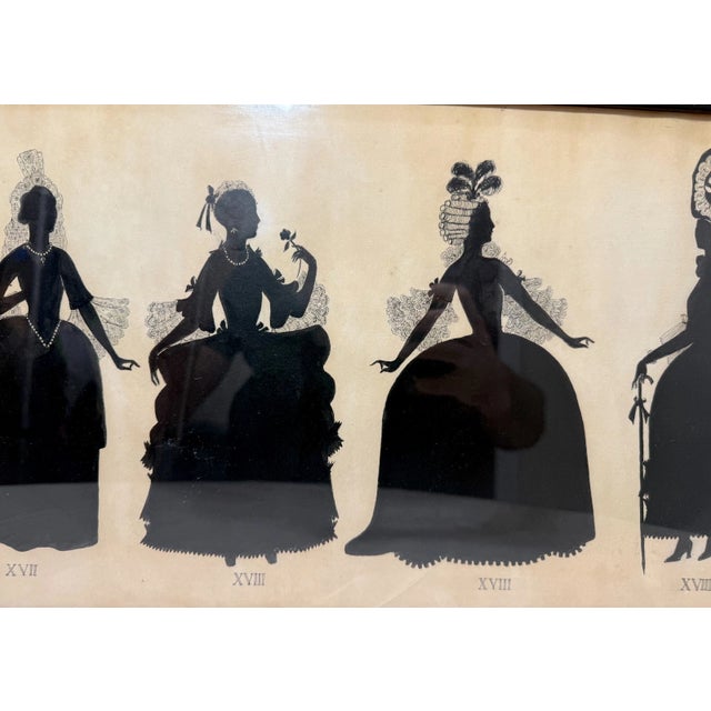 Large Antique 1800's Victorian Fashion Lady Original Silhouette Art Ink Drawing For Sale In New York - Image 6 of 14