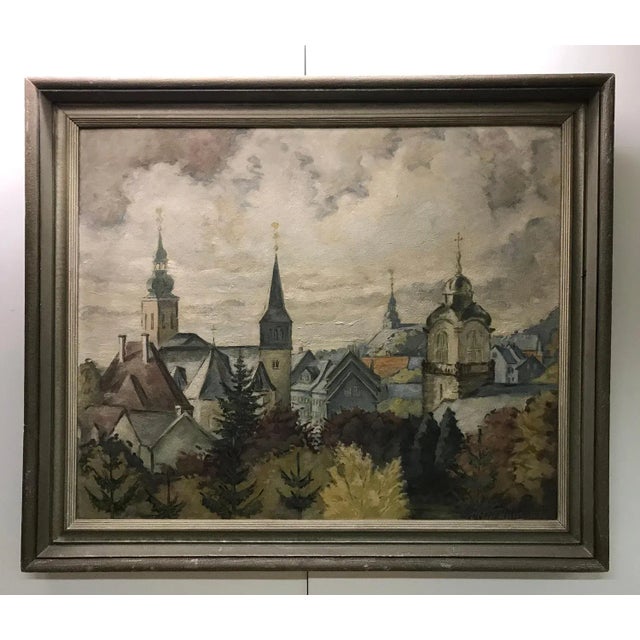 Dated, signed Signature unknown Work on wood Gray wooden frame with golden patina 82 x 997 x 6 cm