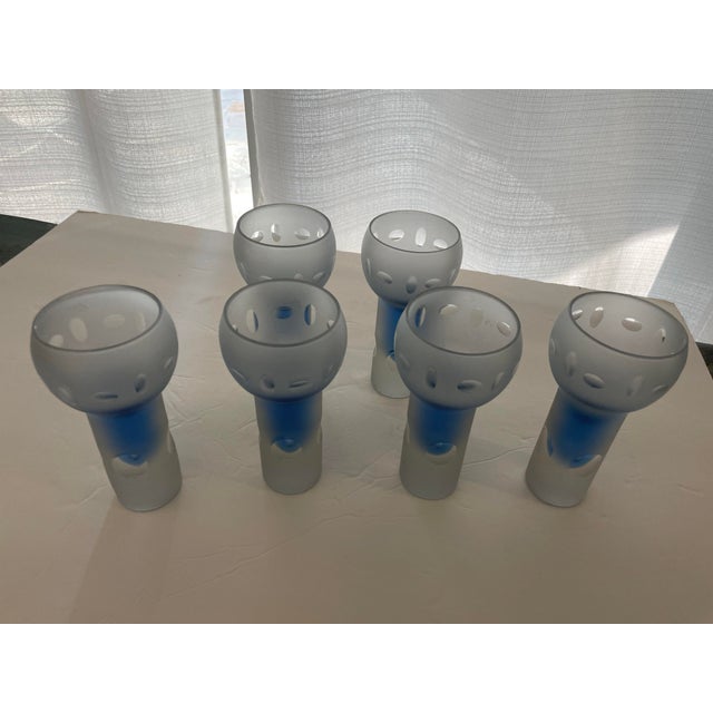 Mid-Century Modern Set of 6 Blue Murano Glasses by Arnolfo Di Cambio C 1970s For Sale - Image 3 of 12
