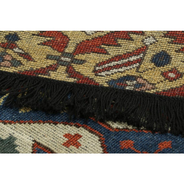 Textile Rug & Kilim’s Caucasian Kuba Style Rug in Gold, Red and Blue With Geometric Patterns For Sale - Image 7 of 7