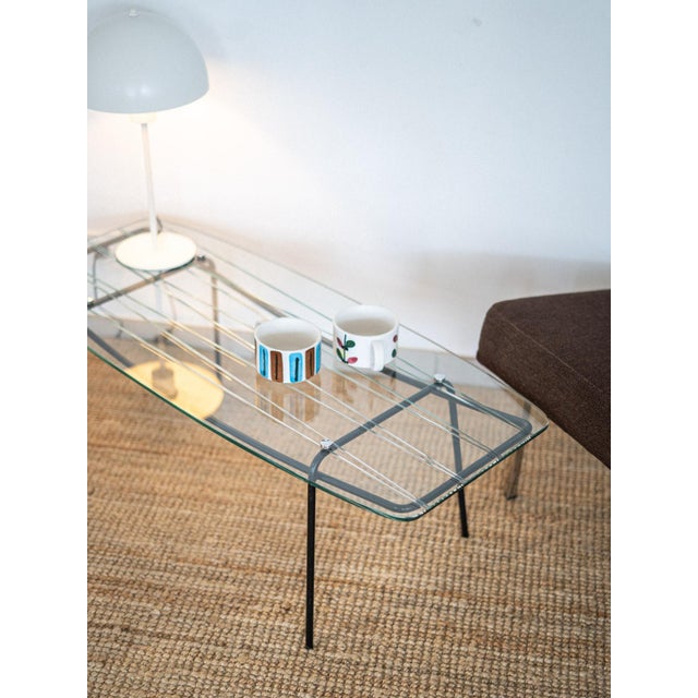 Mid-Century Glass and Metal Coffee Table, 1950s For Sale - Image 4 of 9