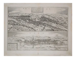Prague and Egra, Antique Map from ''Civitates Orbis Terrarum'' 1572-1617