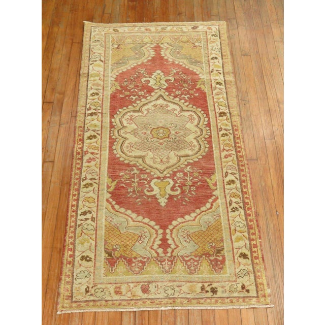 Mid 20th Century Vintage Traditional Turkish Oushak Runner - 3'2" x 6'6" For Sale - Image 5 of 7