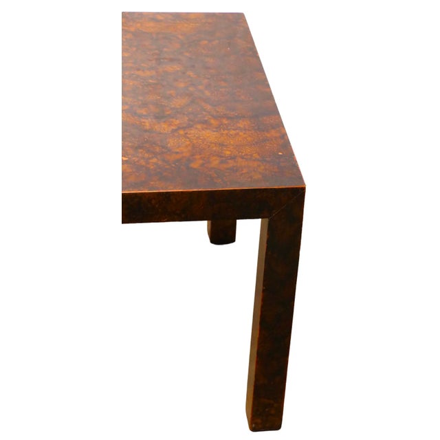 Brutalist Formica Faux Tortouse Shell Parsons Style Coffee Table C 1970's For Sale - Image 11 of 13