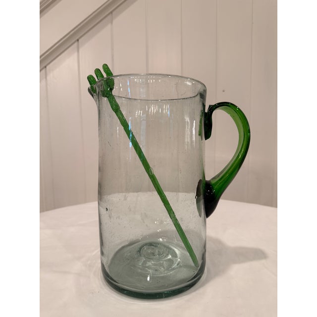 Mexican Vintage Mexican Handblown Glass Cactus Margarita Service Set - Set of 6 For Sale - Image 3 of 14