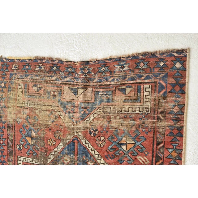 Antique Turkish Tribal Geometric Distressed Rug, 3.7 x 6.6 For Sale - Image 10 of 11