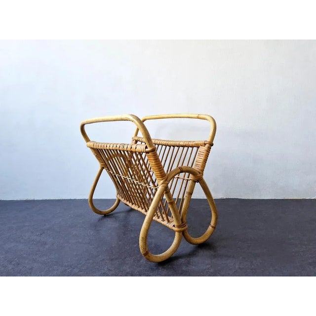 Vintage Rattan Magazine Rack, the Netherlands, 1960s | Chairish