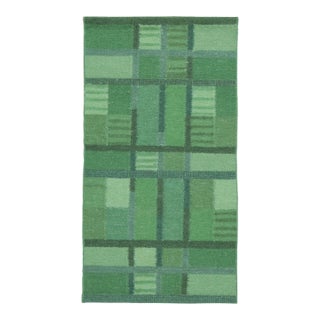 Rug & Kilim’s Scandinavian-Inspired Accent Rug With Green Geometric Patterns For Sale