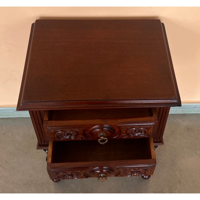Late 19th Century Pair of French Chestnut Bedside Nightstands With Two Drawers, Late 19th Century For Sale - Image 5 of 10