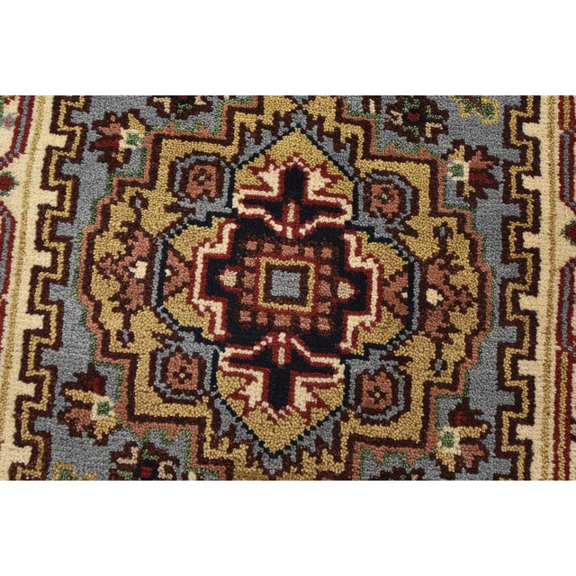 Heriz Runner 2’7” X 8’3” Blue Wool Tribal Hand-Knotted Oriental Rug For Sale In Philadelphia - Image 6 of 12