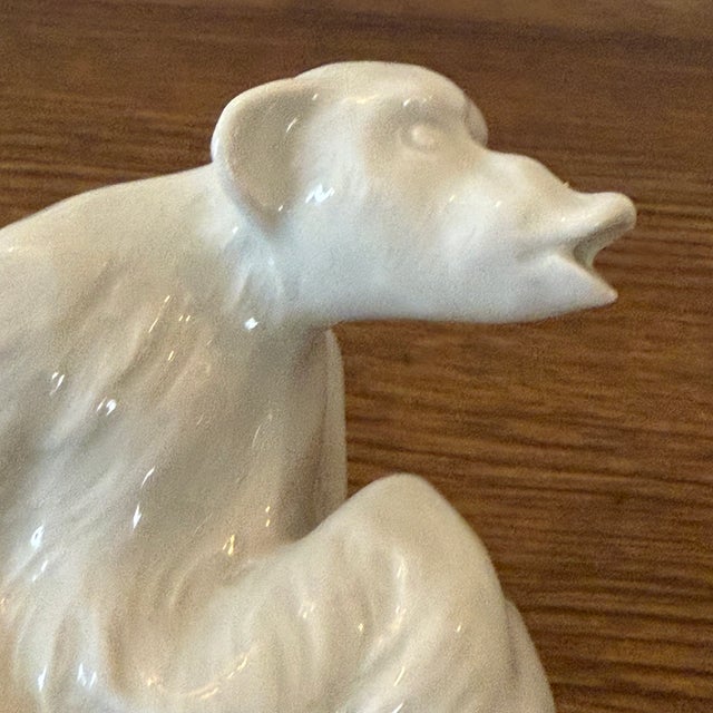 Early 20th Century French Art Deco White Ceramic Monkey Creamer - Figural Primate Pitcher For Sale - Image 5 of 6