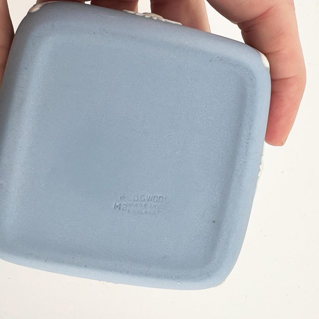 Ceramic Early 20th Century Wedgwood Blue Jasperware Lidded Trinket Box With Neo Classical Relief For Sale - Image 7 of 11