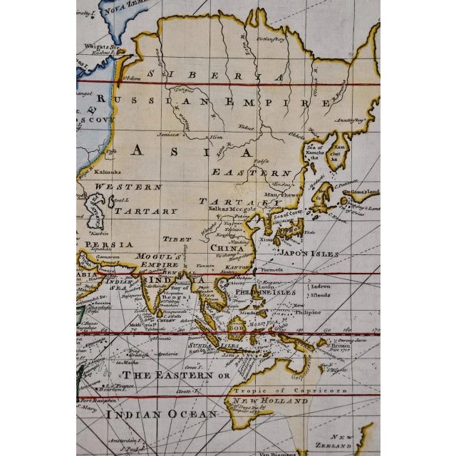 White Map of the World: An Original 18th Century Hand-Colored Map by E. Bowen, 1744 For Sale - Image 8 of 8
