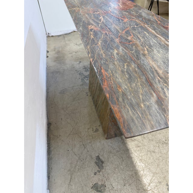 Variegated Green Natural Stone Marble Console Table, Italy 1980s For Sale - Image 11 of 13