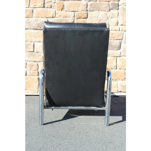 Milo Baughman Chrome and Black Leatherette Recliner For Sale - Image 10 of 12