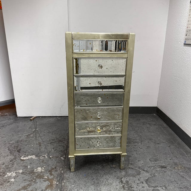 Hollywood Regency Caracole Twinkle Twinkle Mirrored Jewelry Armoire For Sale - Image 3 of 12