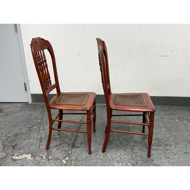 19th Century Victorian Oak Side Chairs, Pair For Sale In San Francisco - Image 6 of 12