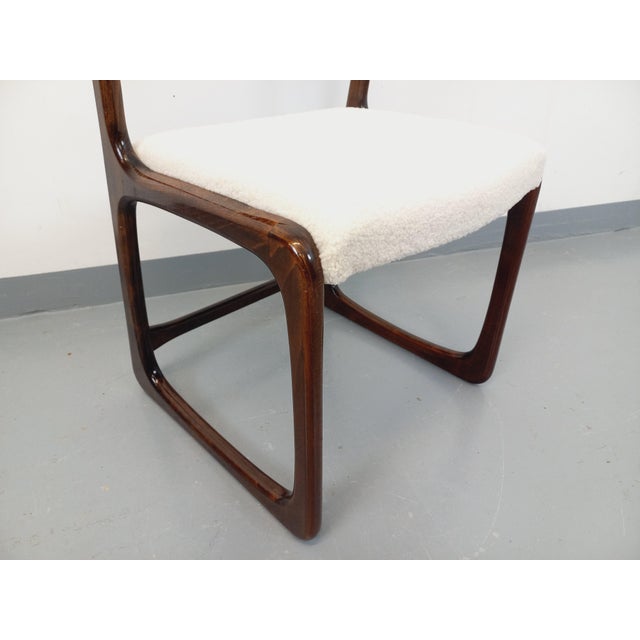 Vintage Sleigh Chair in Wood and Bouclé Fabric from Baumann, 1960s For Sale - Image 4 of 13