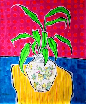 Large Oversized Original Painting ''Cornfields and Conversations'' Contemporary Absract Still Life Acrylic Painting by Jonjo Elliott
