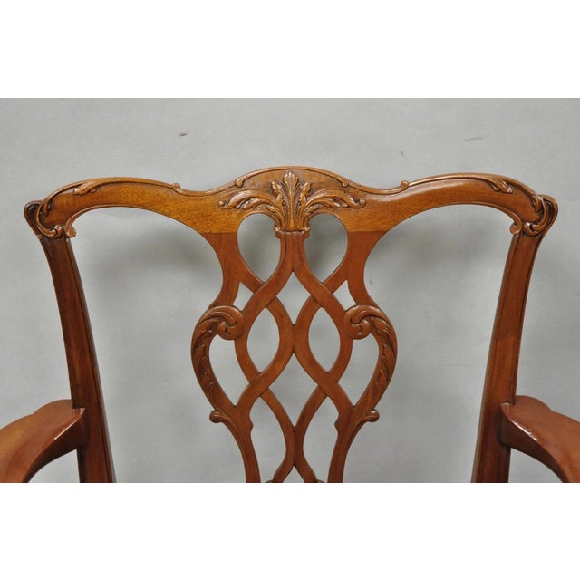 Antique Chippendale Style Mahogany Carved Fretwork Dining Chairs - Set of 10 For Sale In Philadelphia - Image 6 of 18