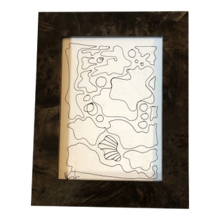 Original Vintage Wayne Cunningham Abstract Ink Drawing Vintage Frame For Sale