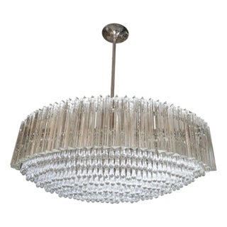 Tiered glass prism chandelier by Venini For Sale