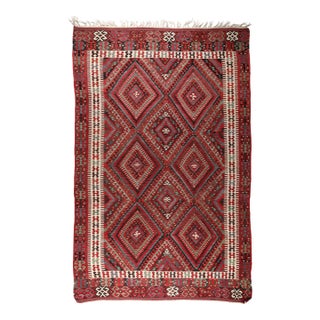 Antique Fethiye Tribal Kilim – Geometric Diamond Motifs, Anatolian Wool Weave -5' 3'' X 10' 4'' For Sale
