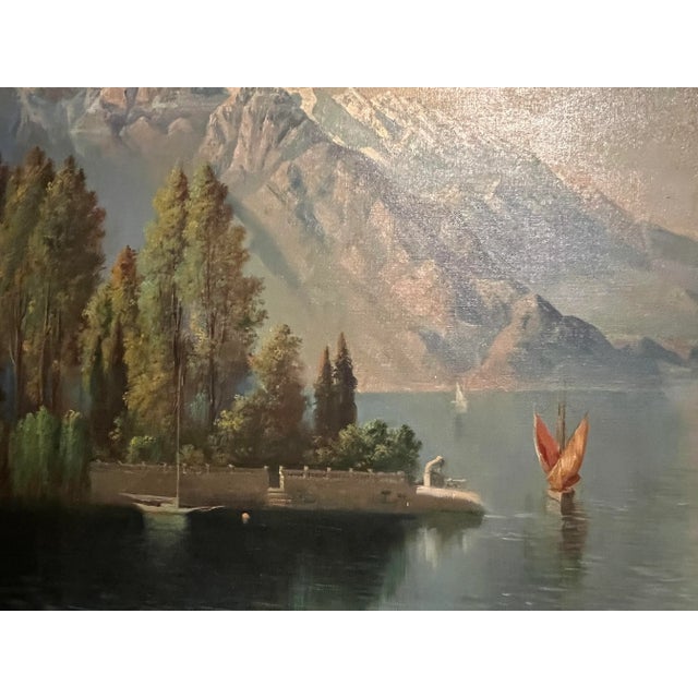 Antique Oil Painting of Lake Garda Italy by Edward Andreas Roth For Sale - Image 4 of 13