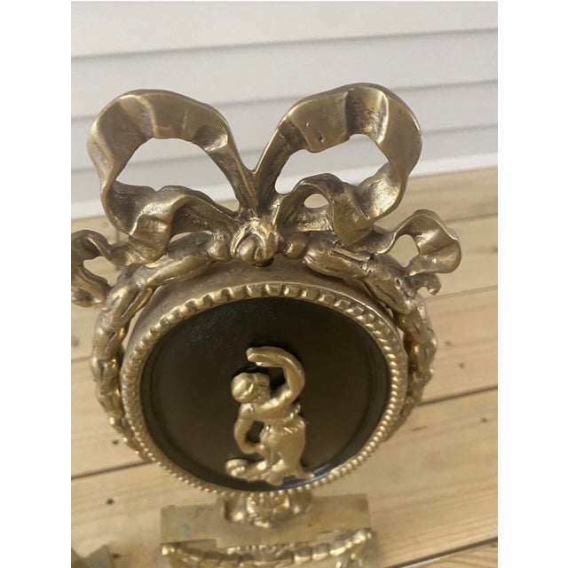 Metal Vintage Victorian Brass Fire Dogs Lady Posing Design Fire Place Decor For Sale - Image 7 of 7