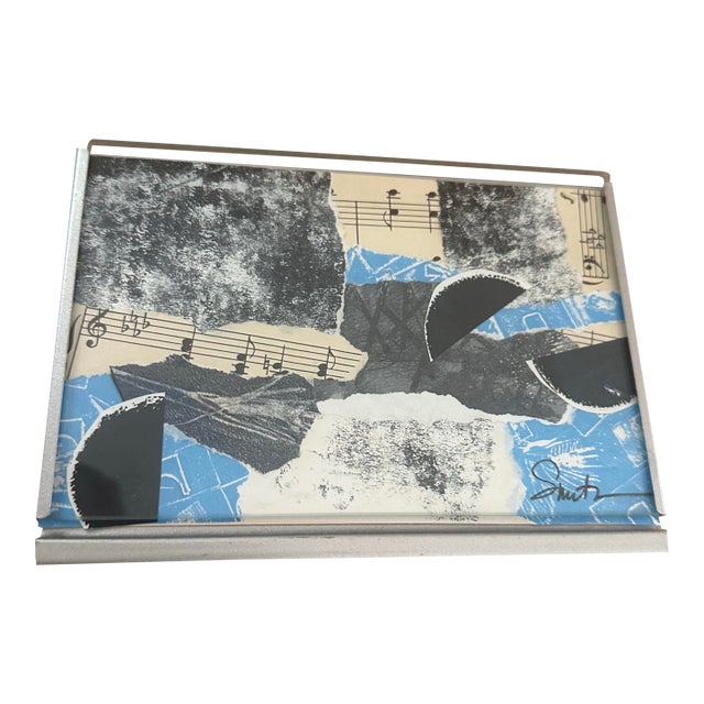 “Blue Rhythm” Original Mixed-Media Collage by Nancy Smith For Sale