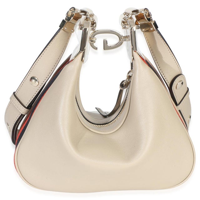 Gucci Beige Smooth Calfskin Web Small Attache Shoulder Bag For Sale - Image 4 of 9