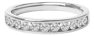 14K White Gold 1/2 Cttw Round Diamond 11-Stone Channel Set Band - Size 5.5