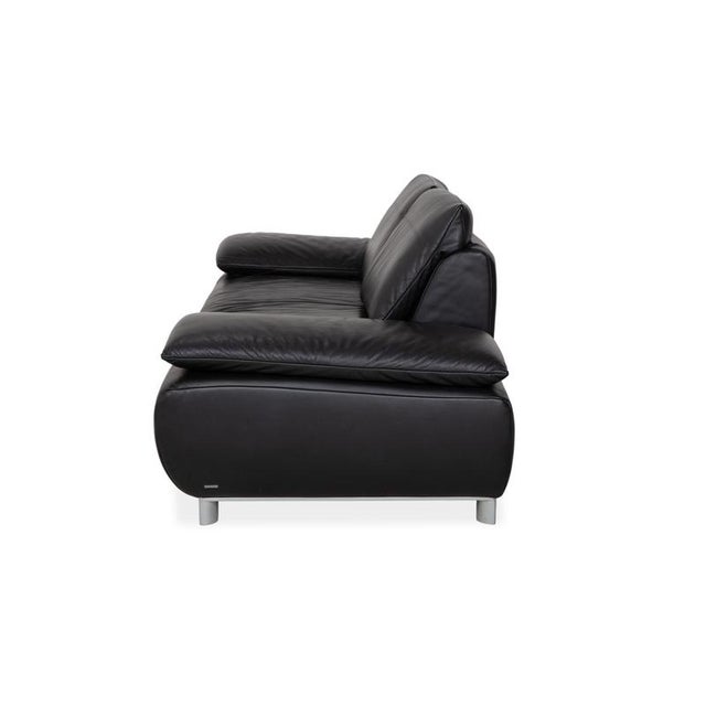 Koinor Volare Two-Seater Leather Sofa Black Couch Manual Function For Sale - Image 11 of 12