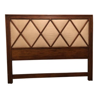 Traditional Hickory White X Panel Upholstered & Wood King Headboard For Sale