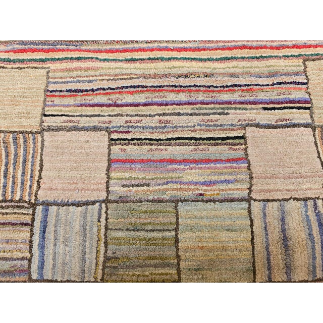 Vintage American Hand Hooked Rug, Folk Art, Geometric Stripe Pattern, 2x3 For Sale - Image 9 of 11