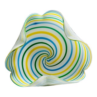 Mid-Century Italian Murano Swirl Glass Bowl For Sale
