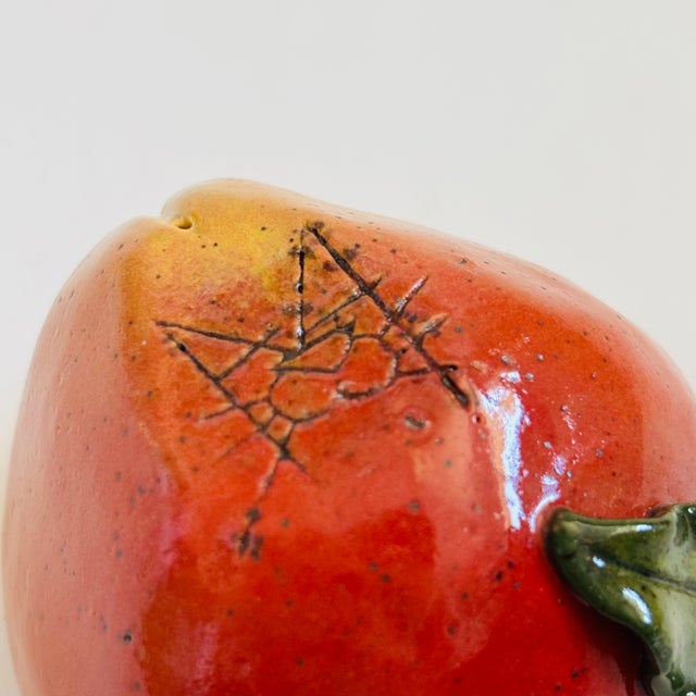 Vintage Studio Pottery Peach Flower Frog For Sale - Image 11 of 11