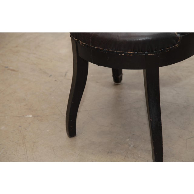 1920s English Oak and Leather Library Chair For Sale - Image 10 of 13