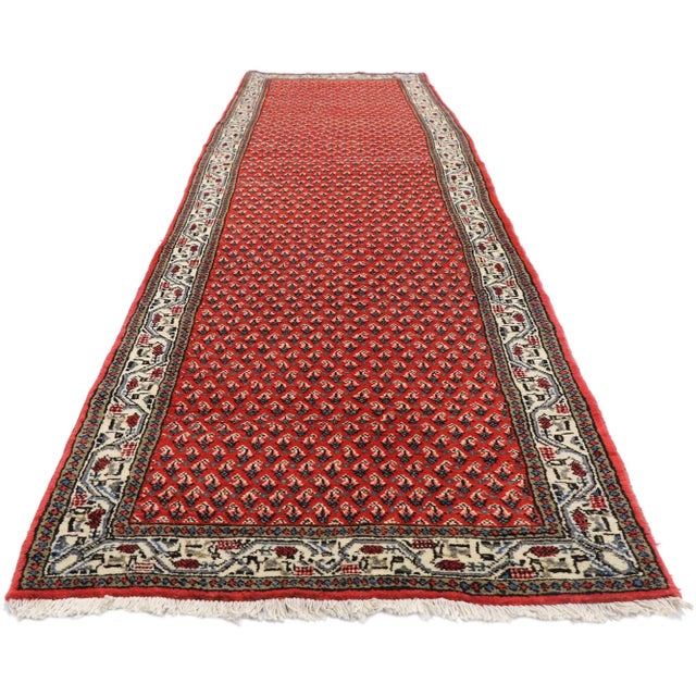 Mid-Century Modern Vintage Persian Saraband Hamadan Runner - 03'02 X 13'10 For Sale - Image 3 of 10