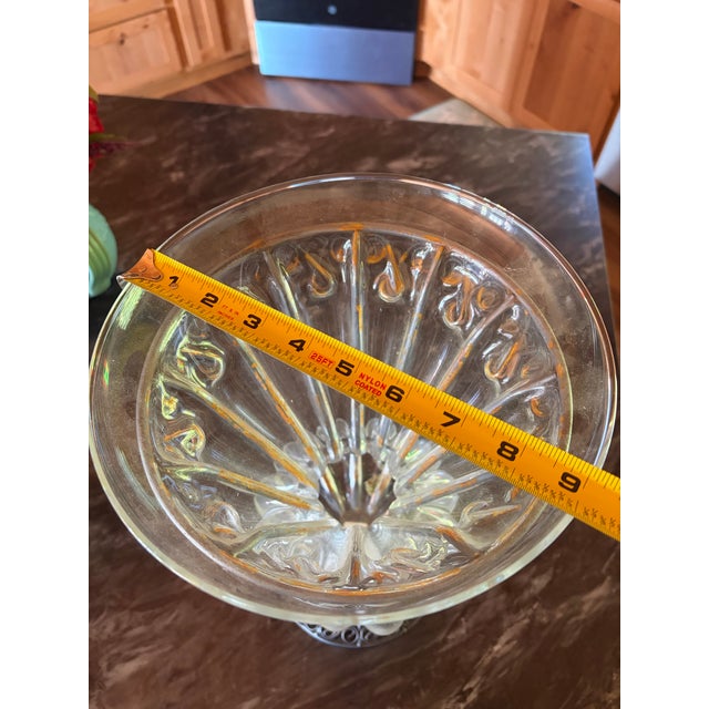 Vintage Crate & Barrel “Petra” Blown Glass Large Bubble Vase in Wrought Metal Frame For Sale - Image 6 of 7